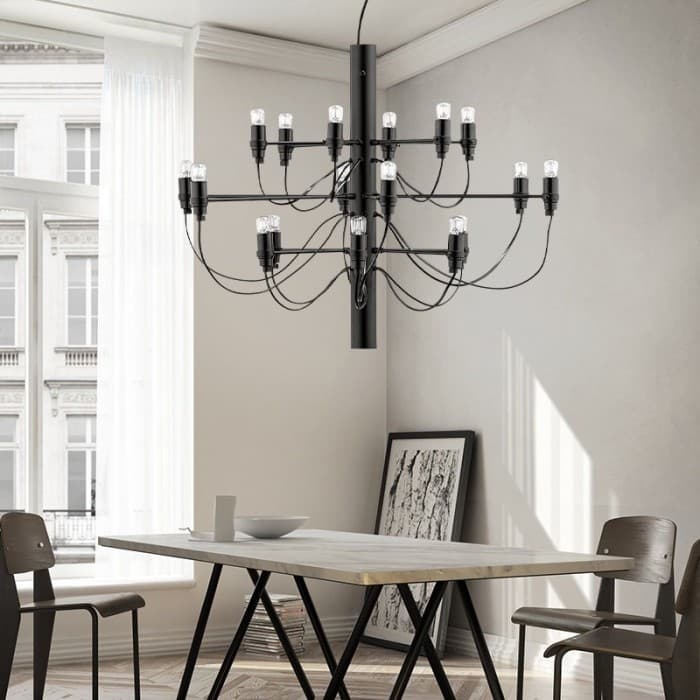 Tendrila Multi-Light Chandelier - Industrial Style Pendant Light for Dining Room, operation11