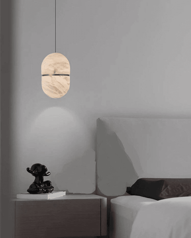 Simple Marble All-Copper Small Pendant Light for Nordic Luxury Restaurant Bedroom Bedside Lighting,for Villa, Dimmable Marble & Copper Pendant Light MC18, 3500K Warm Whit, operation11