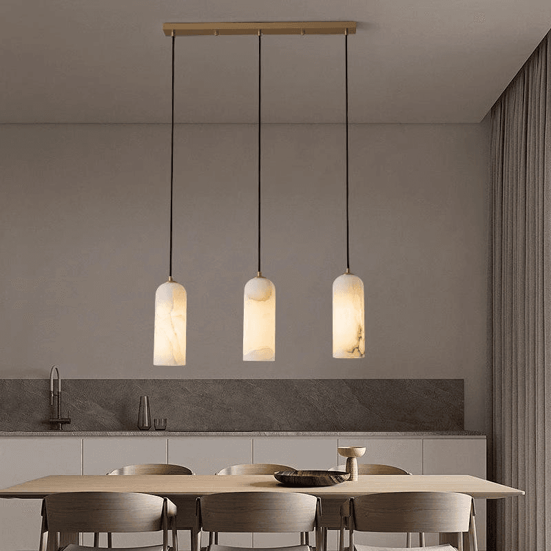 Pendant Light Brass Alabaster Nordic Wabi-sabi Kitchen Island Lamp Luxury Villa Bar Decor Artistic Designer Hanging, Round Natural Alabaster Pendant Light, 4100K Neutral White L, operation11