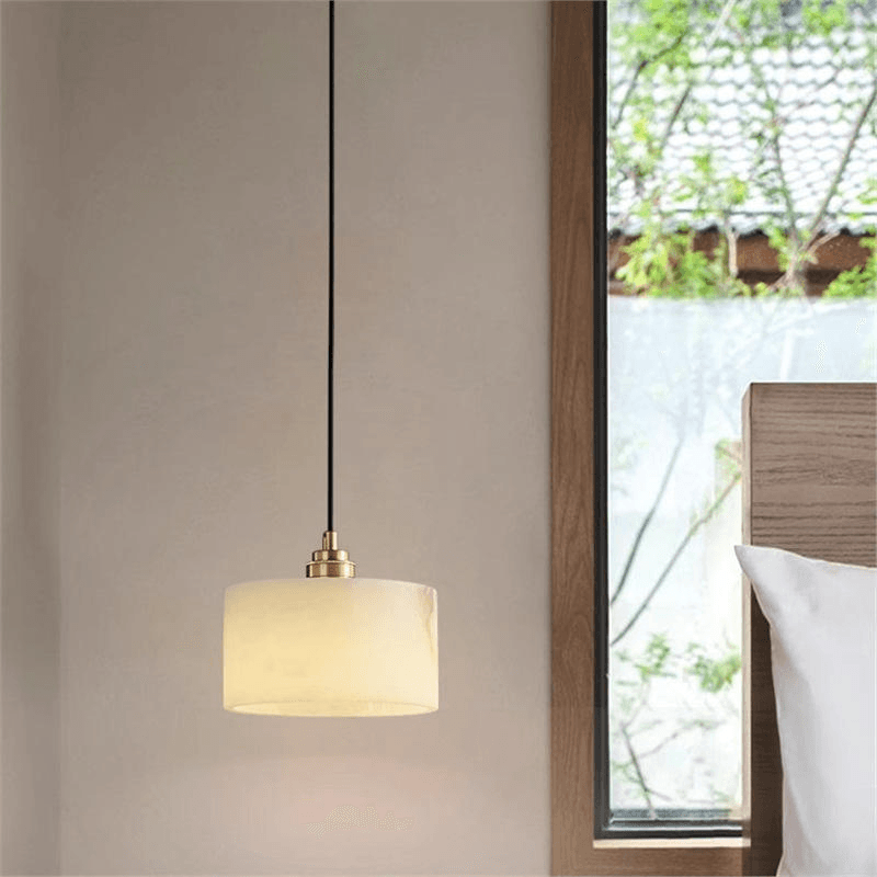 Dining Room Kitchen Lighting Modern Staircase Hanging Led White Alabaster Pendant Light Chandelier Marble Finish, operation11