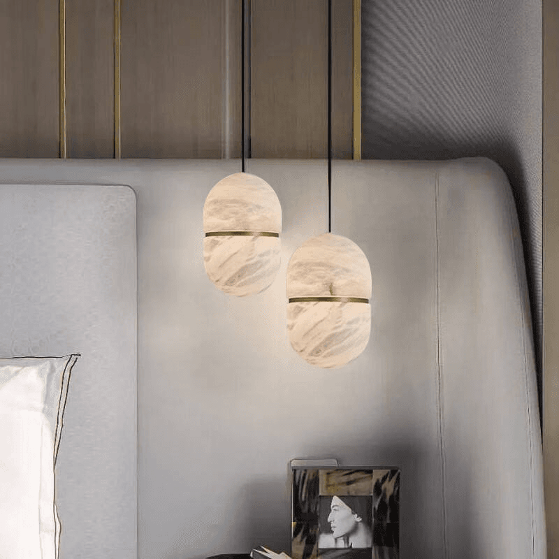 Simple Marble All-Copper Small Pendant Light for Nordic Luxury Restaurant Bedroom Bedside Lighting,for Villa, Dimmable Marble & Copper Pendant Light MC18, 3500K Warm Whit, operation11