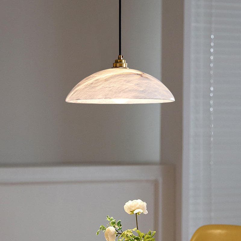 Luxury Round Design Dome Alabaster Dining Table Bathroom Living Room Bar Chandelier Marble All Copper Pendant Light, operation11