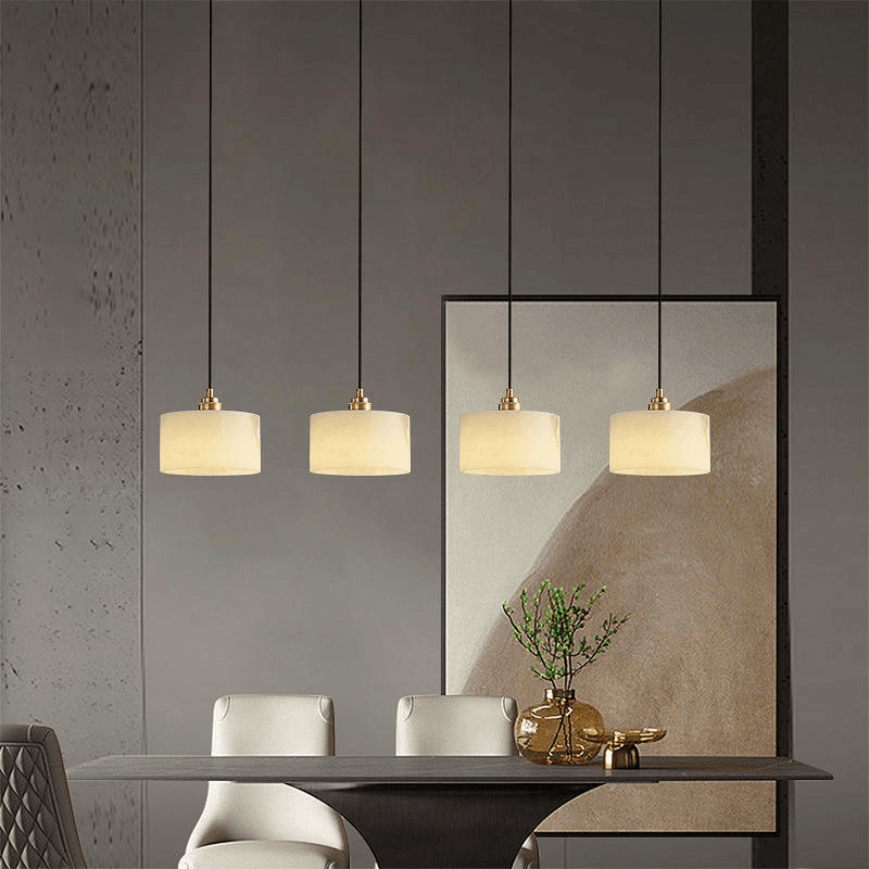 Dining Room Kitchen Lighting Modern Staircase Hanging Led White Alabaster Pendant Light Chandelier Marble Finish, operation11