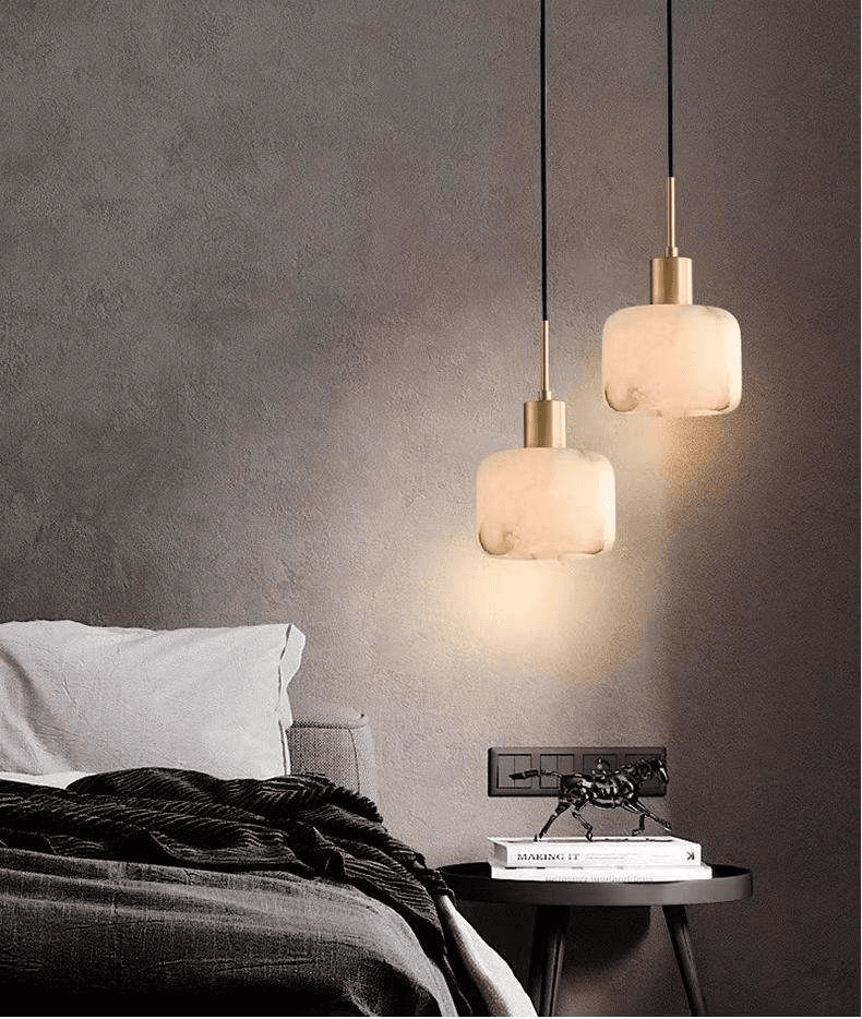 Nordic Copper Marble Bedroom Bedside Living Room Background Wall Small Chandelier Modern Simple Entrance Hall bar Lamp, Nordic Copper Marble Pendant Light | Modern Small Chandelier, operation11