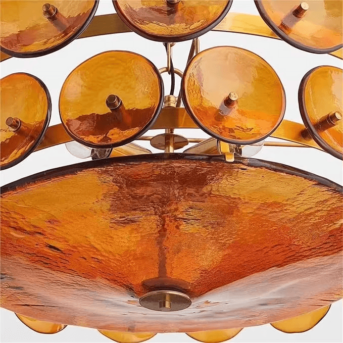 Italian Amber Green Art Glass Lights for Living Room Design Home Kitchen Island Lights Chandelier, Art Glass Scale Chandelier PL0918-09, Dimmable 3500K LED, operation11