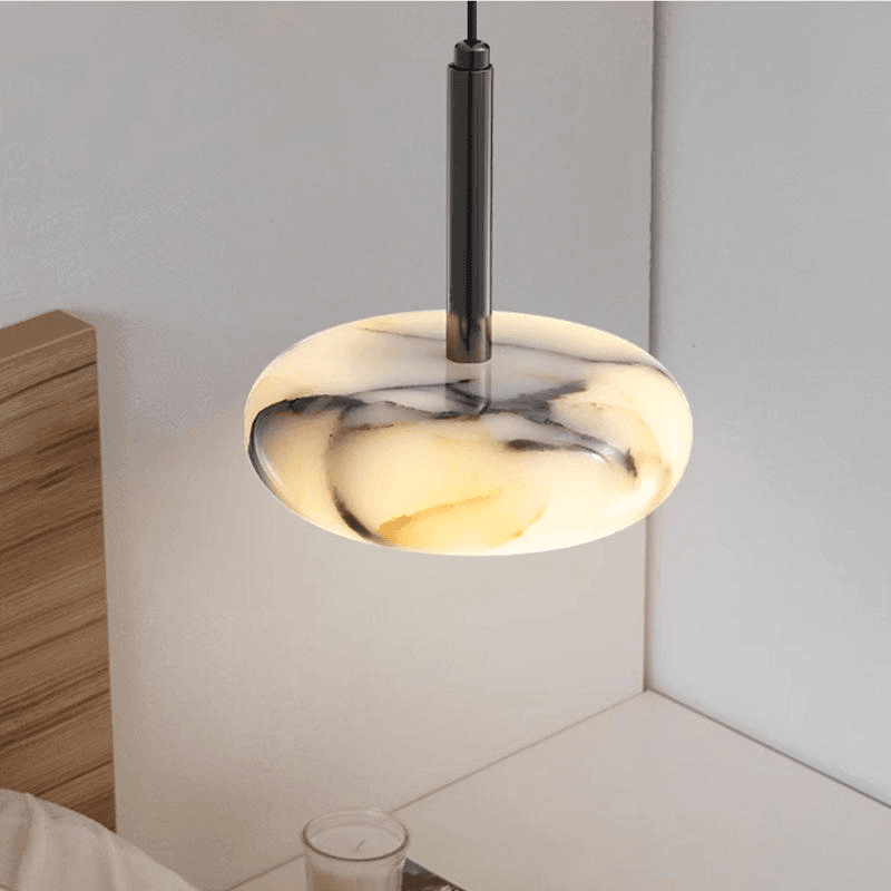 High-end Small Marble Pendant Lamp Modern Style Led Chandelier for Bedroom Bedside Living Room Home Hanging Lights, High-end Small Natural Marble Pendant Light, Dimmable LED Ha, operation11