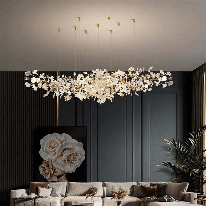 Luxury Restaurant Chandelier Artistic Ginkgo Leaves Chandelier Living Room of Villa Hotel Lobby Banquet Hall Chandelier, Custom Ginkgo Leaves Chandelier PL0918-01, Dimmable 2700K Wa, operation11