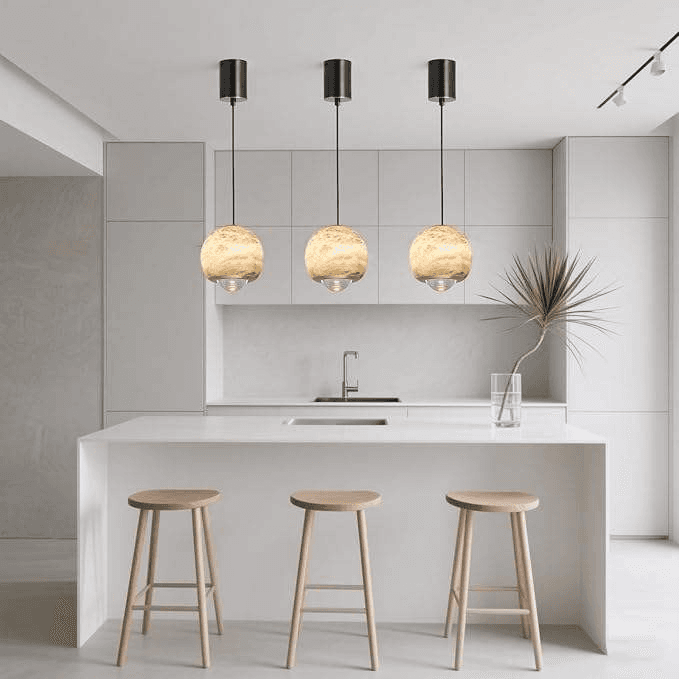 Natural Spanish Marble Copper Chandelier Minimalist Style Dimmable for Dining Room Bar Bedroom Bedside, Modern Marble Copper Pendant Light MC16, Dimmable Gold, operation11