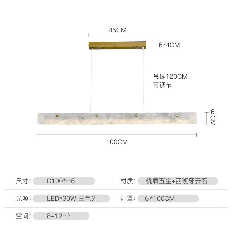Modern Linear Marble Pendant Light Spanish Alabaster Rectangular Chandelier for Kitchen Dining, Natural Alabaster Linear Pendant Light, Dimmable LED Dining, operation11