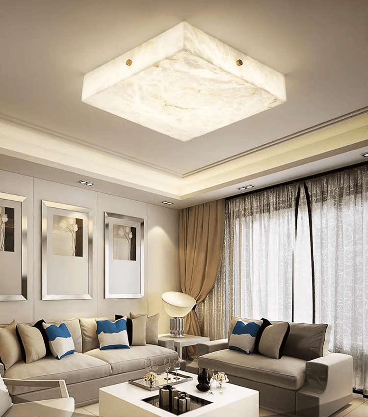 Alabaster LED Flush Mount Ceiling Light Modern Ceiling Ligh Square Minimalist Ceiling Lamp for Living Room Bedroom, Modern Onyx Surface Mounted Ceiling Light MC15 | OEM ODM, operation11