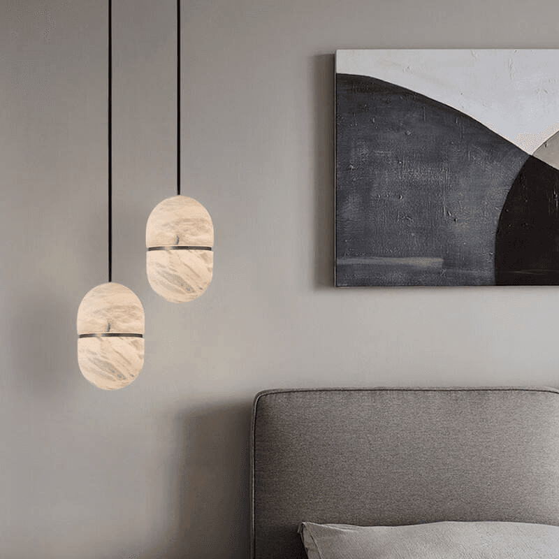 Simple Marble All-Copper Small Pendant Light for Nordic Luxury Restaurant Bedroom Bedside Lighting,for Villa, Dimmable Marble & Copper Pendant Light MC18, 3500K Warm Whit, operation11