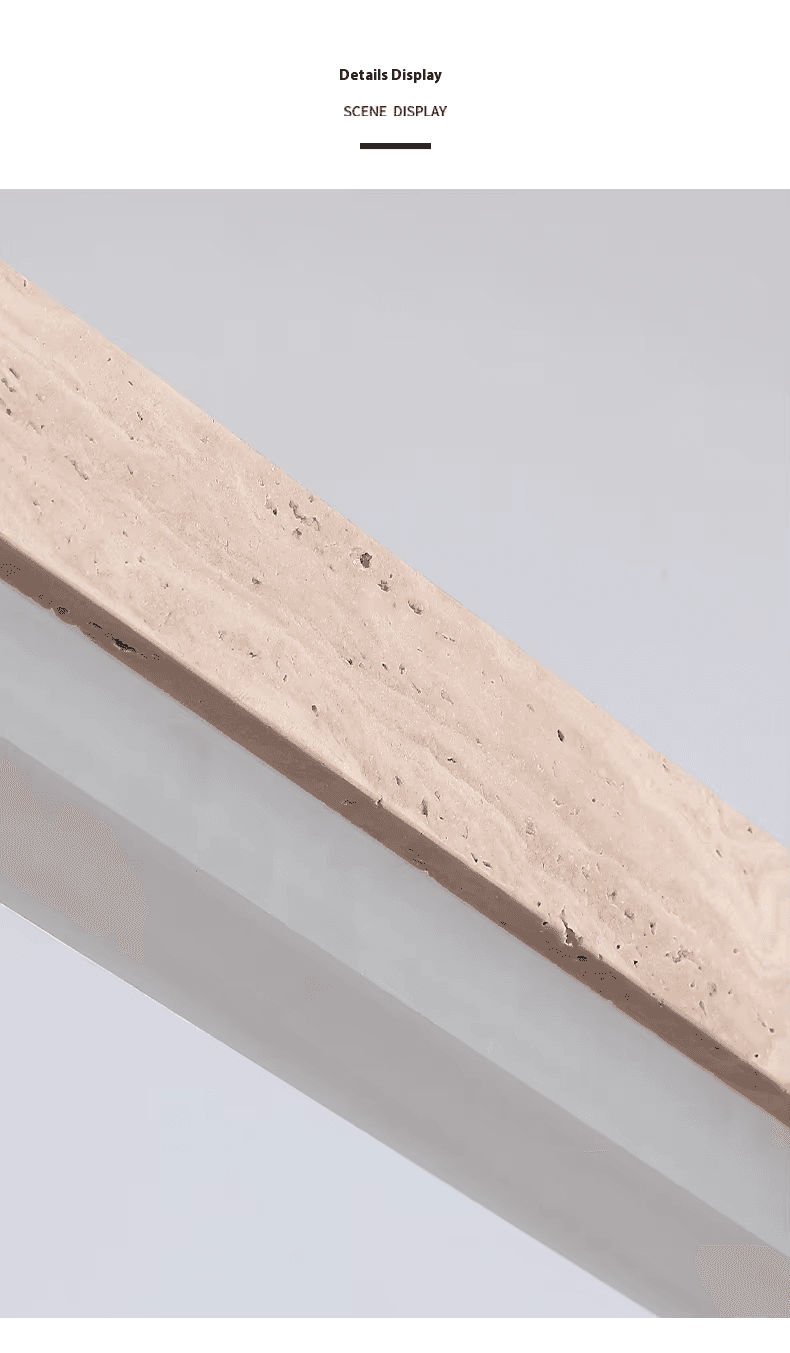 Travertine Pendant Lamp Wood Stone Lamp Modern Chandelier Lamp Pendant for Dining Room, Travertine Walnut Wood LED Linear Pendant Light for Home, operation11