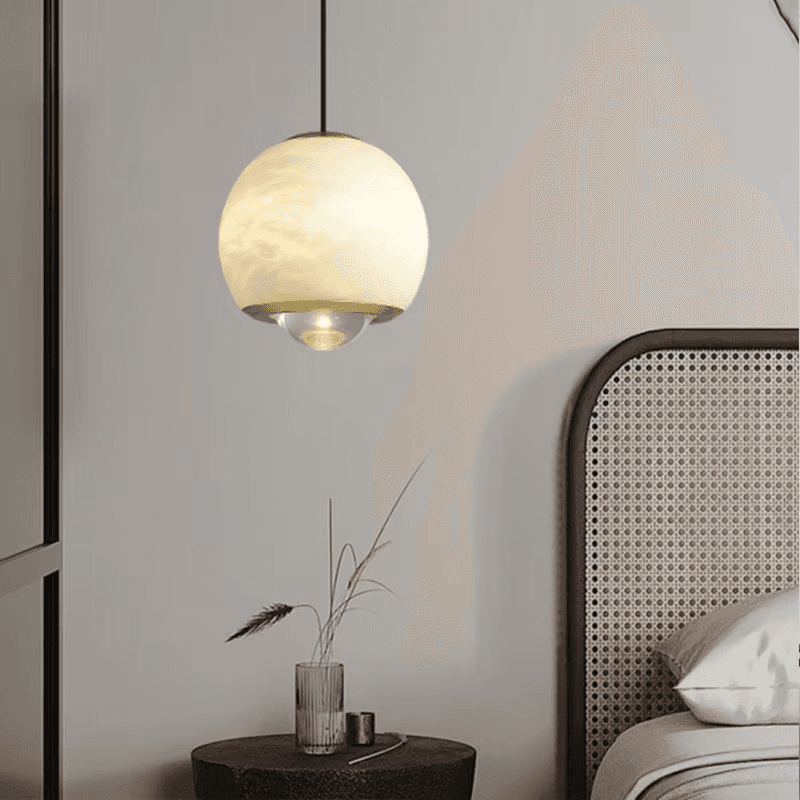 Natural Spanish Marble Copper Chandelier Minimalist Style Dimmable for Dining Room Bar Bedroom Bedside, Modern Marble Copper Pendant Light MC16, Dimmable Gold, operation11