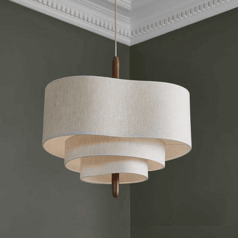 Living Room Restaurant Kitchen Dining Chandelier Led E27 Vintage Kitchen Ceiling Fabric Wabi Sabi Pendant Light, Wabi Sabi Beige Fabric Iron Pendant Light Dimmable LED Chand, operation11