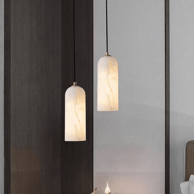 Pendant Light Brass Alabaster Nordic Wabi-sabi Kitchen Island Lamp Luxury Villa Bar Decor Artistic Designer Hanging, Round Natural Alabaster Pendant Light, 4100K Neutral White L, operation11