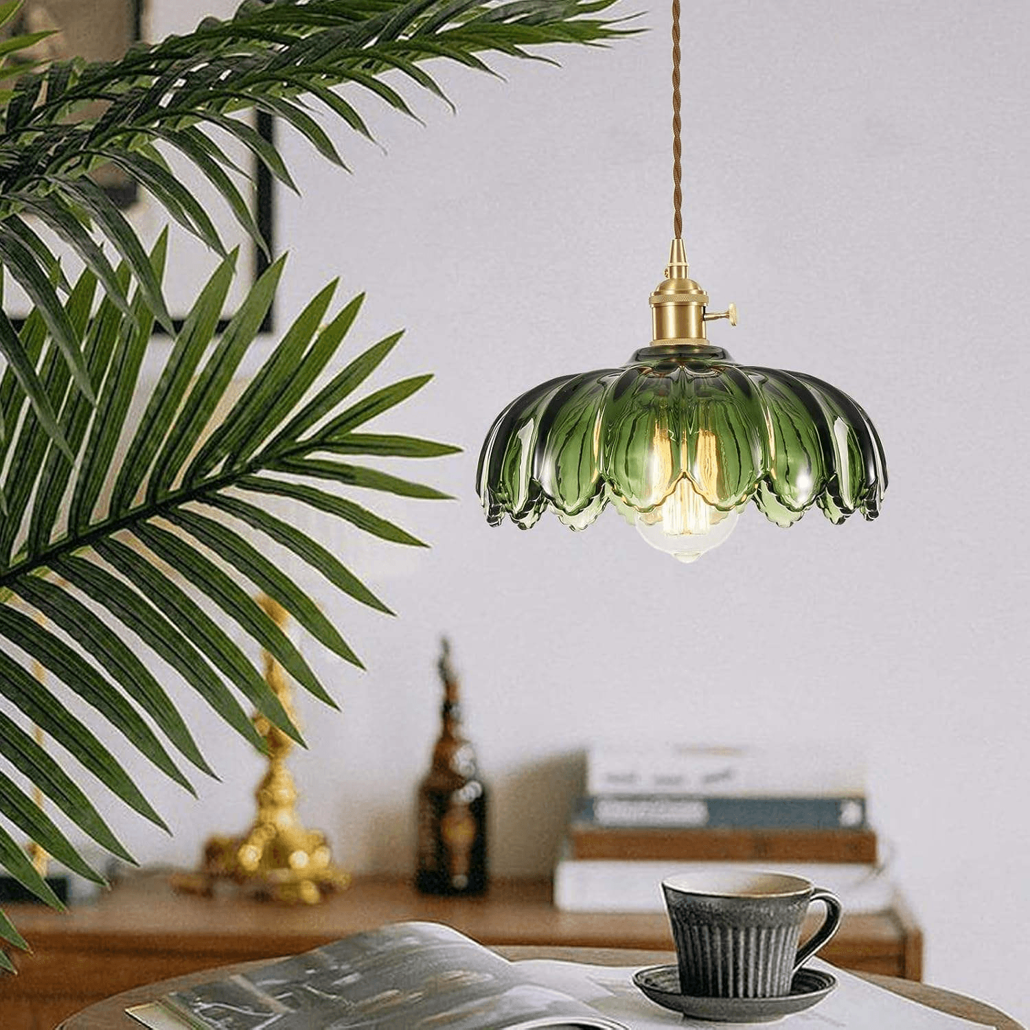 Green Glass Suspension Lamp Vintage Style Ceiling Chandelier, Green Glass Suspension Lamp Vintage Chandelier, operation11
