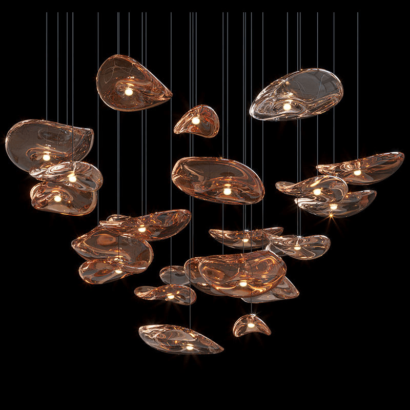 Modeling Chandelier Light Luxury Creative Light Home Decoration Hotel Chandelier Luxury Large Glass Crystal Chandelier, Custom Glass Ironwork Chandelier PL0918-10, Dimmable 3500K L, operation11