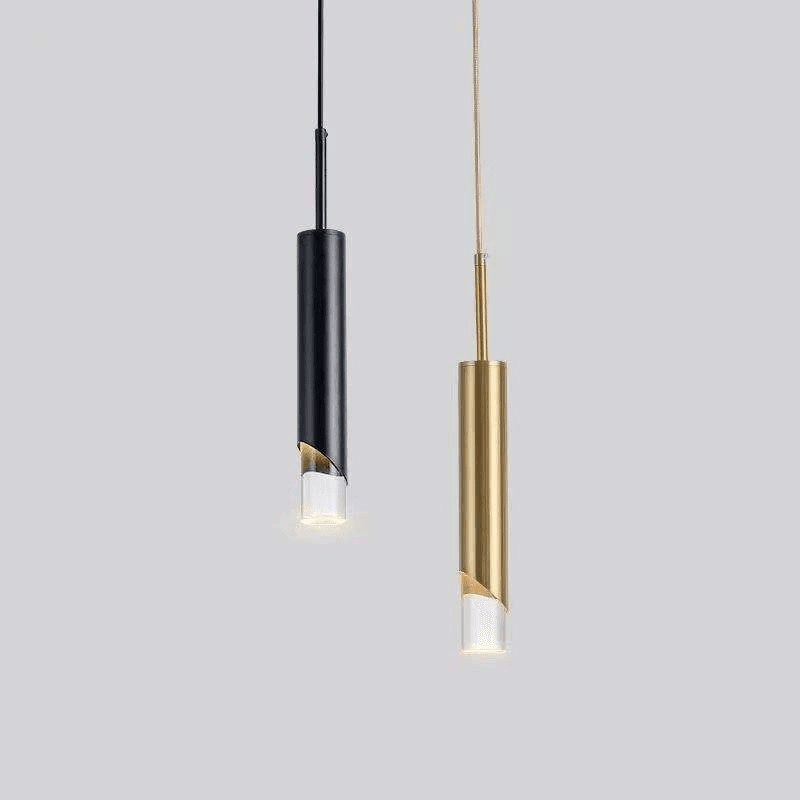 Minimalist Gold Acrylic Long Tube Dining Table Restaurant Double Head Bedroom Bedside Table Pendant Lamp, operation11