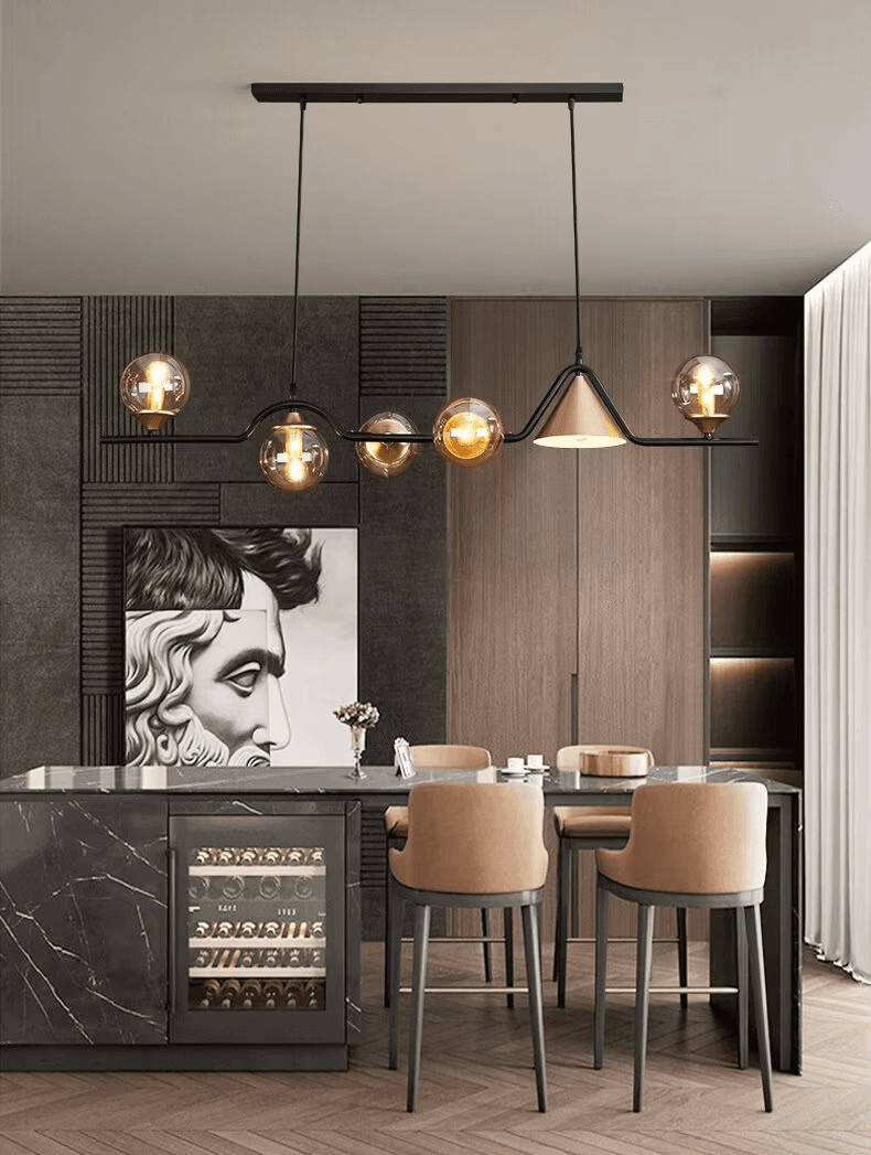 Modern Globe Sputnik Glass Chandeliers Light Fixture,Rectangular Chandelier Dining Room Light Fixtures Over Table, Modern Sputnik Glass Chandelier Rectangular, operation11