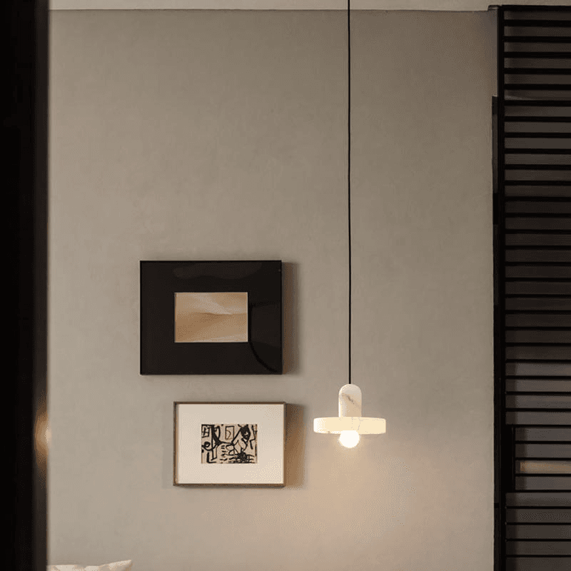 Luxury Natural Marble Pendant Light Creative Hanging Wire Design for Dining Rooms Bar Counters, Round Natural Marble Pendant Light, 4100K Neutral White LED, operation11
