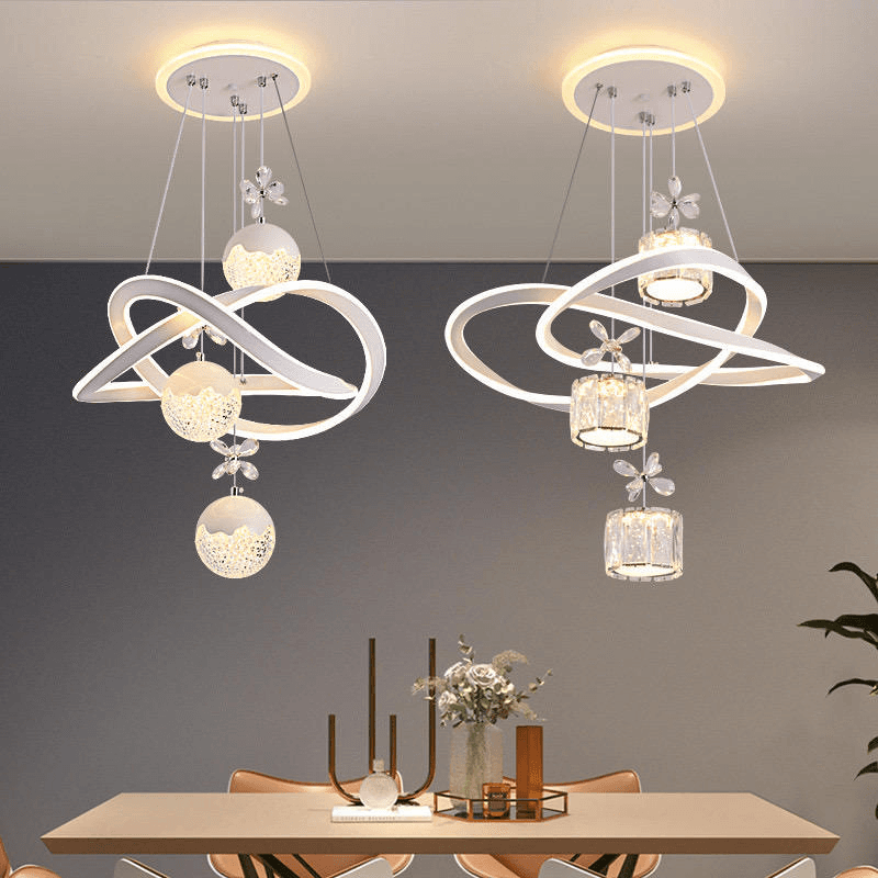 Hot Selling Kitchen Island Flowers Shade Linear Luxury Led Pendant Light Restaurant Bars Modern K9 Crystal Chandelier, Modern White Aluminum Crystal Chandelier PL0918-05, LED, operation11