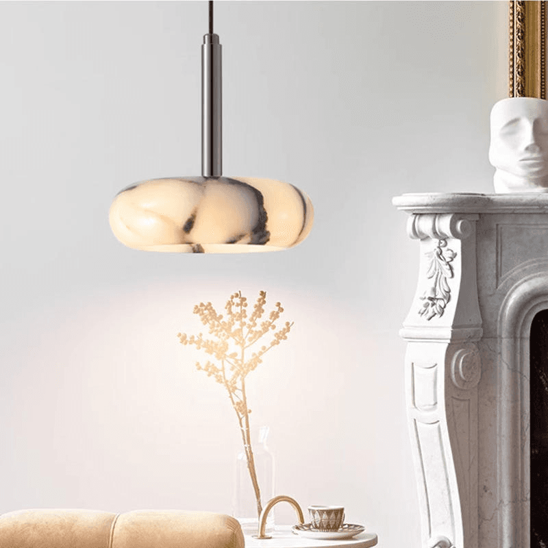 High-end Small Marble Pendant Lamp Modern Style Led Chandelier for Bedroom Bedside Living Room Home Hanging Lights, High-end Small Natural Marble Pendant Light, Dimmable LED Ha, operation11