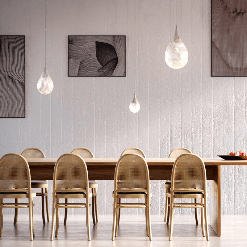 Long Strip Alabaster Chandelier Adjustable Natural Stone Pendant Light for Dining Room Kitchen Island Restaurant Bar, operation11