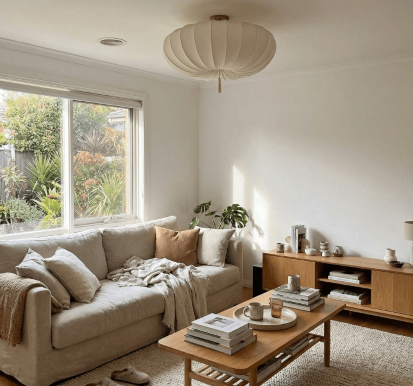 Traditional Round Fabric Chandelier ‑ Japanese Style for Living Room T261, operation11