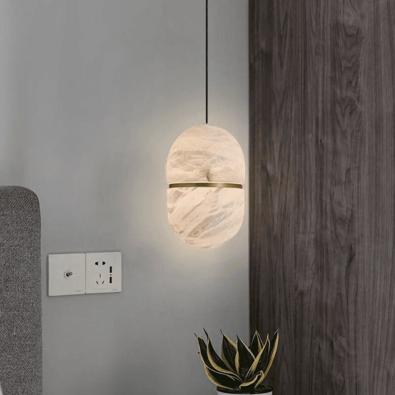 Simple Marble All-Copper Small Pendant Light for Nordic Luxury Restaurant Bedroom Bedside Lighting,for Villa, Dimmable Marble & Copper Pendant Light MC18, 3500K Warm Whit, operation11