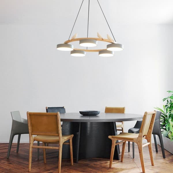 Traditional Round Fabric Chandelier ‑ Japanese Style for Living Room T261, operation11