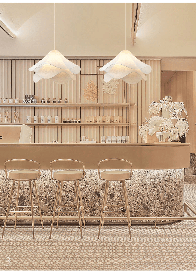 Nordic Design Creative Restaurant Pendant Light Popular Petal Lamps Small Chandelier Bedside Lamp Hanging Lighting, White Fabric Shade LED Pendant Lamp Non-Dimmable for Living, operation11