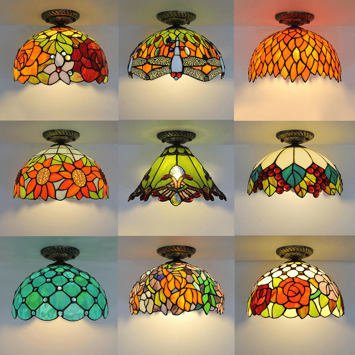 European Retro Iron LED Crystal Ceiling Bedroom Study Cozy Romantic Bar Cafe Corridor Hallway Tiffany Lamp Warm Energy, European Retro Tiffany LED Ceiling Lamp, operation11