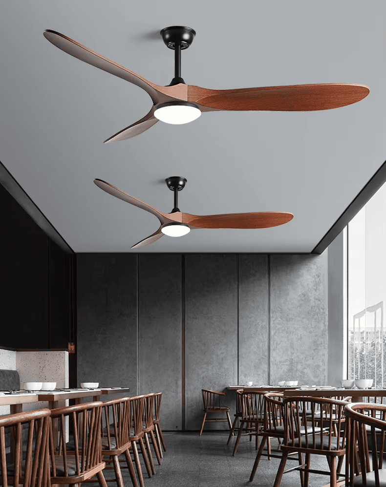New Style Nordic Luxury 52 Inch Solid Wooden 3 Blade Modern Motor Mute Ceiling Fan Light, Deep Walnut Ceiling Fan With Light PL0918-08, Remote 3-Speed, operation11