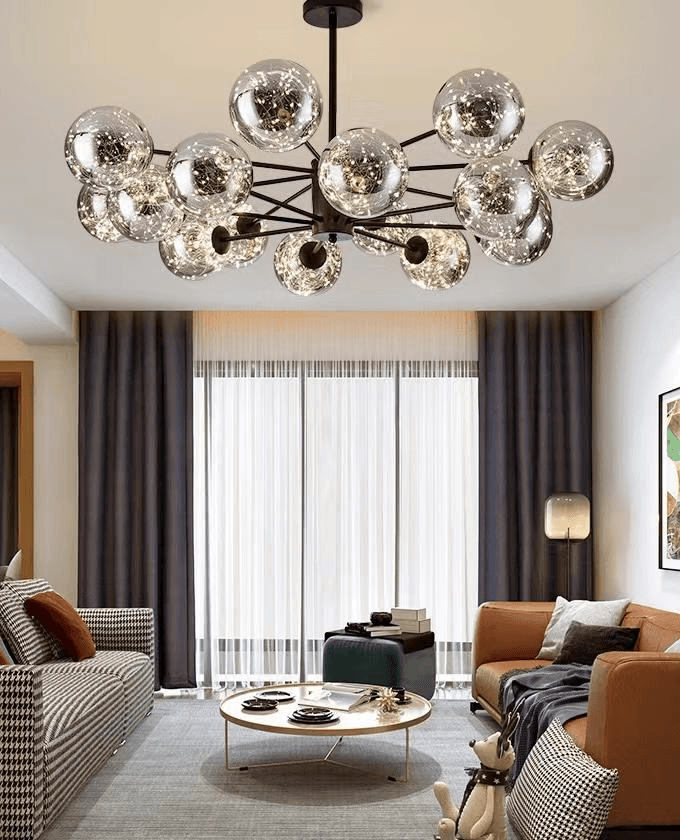 Nordic Living Room Creative Atmosphere Bedroom Dining Room Starry Magic Bean Glass Chandelier, Starry Magic Bean Glass Chandelier, operation11