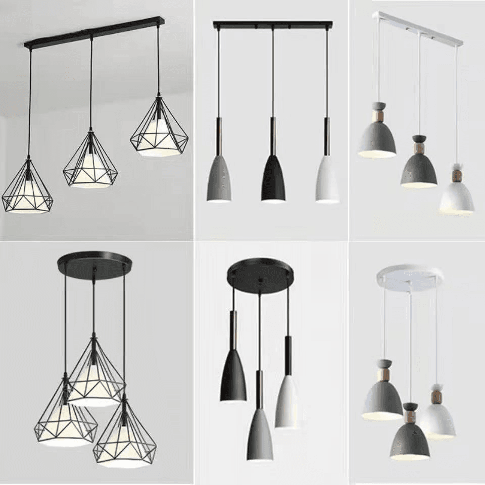 Metal Pendant Lamp Indoor Loft Ceiling Light Modern Nordic Industrial 3 Heads Led Chandeliers Light for Restaurant Home, operation11