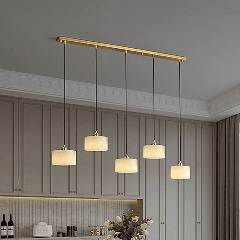 Dining Room Kitchen Lighting Modern Staircase Hanging Led White Alabaster Pendant Light Chandelier Marble Finish, operation11