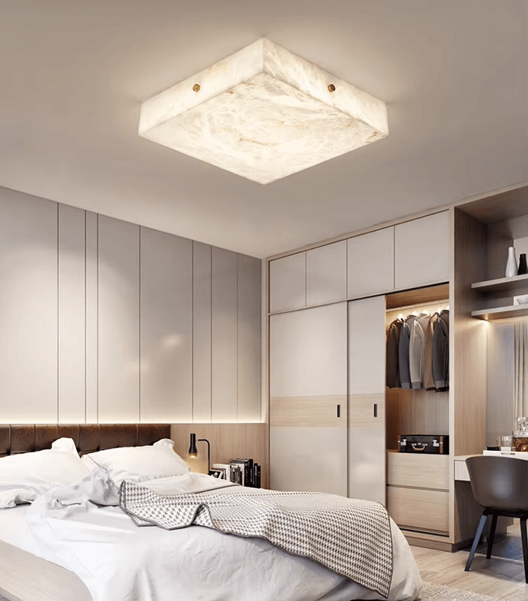 Alabaster LED Flush Mount Ceiling Light Modern Ceiling Ligh Square Minimalist Ceiling Lamp for Living Room Bedroom, Modern Onyx Surface Mounted Ceiling Light MC15 | OEM ODM, operation11