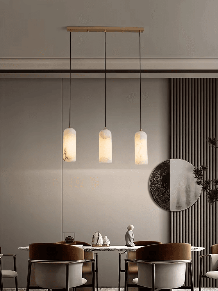 Pendant Light Brass Alabaster Nordic Wabi-sabi Kitchen Island Lamp Luxury Villa Bar Decor Artistic Designer Hanging, Round Natural Alabaster Pendant Light, 4100K Neutral White L, operation11