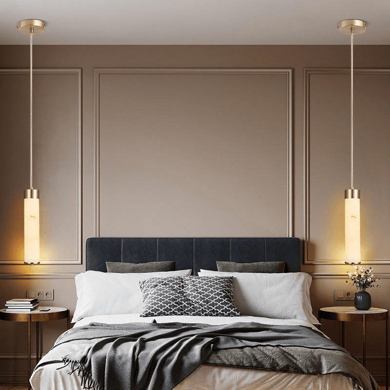 Led Modern Chandelier Alabaster Pendant Light Marble Chandelier Luxury Lights for Bedside, Modern White Marble Pendant Light MC17, 3500K Warm White LED, operation11