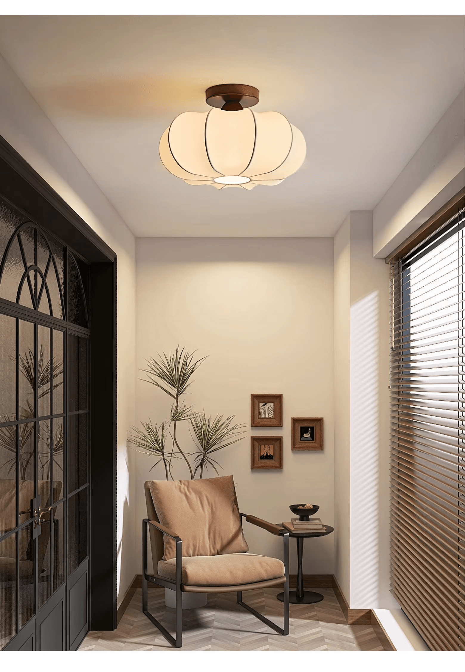 Fabric Eye Protection Vintage Ceiling Lamp Premium Song Aesthetics Fabric Art Flush Mount Lighting for Bedroom, Song Aesthetic Fabric Ceiling Lamp, operation11
