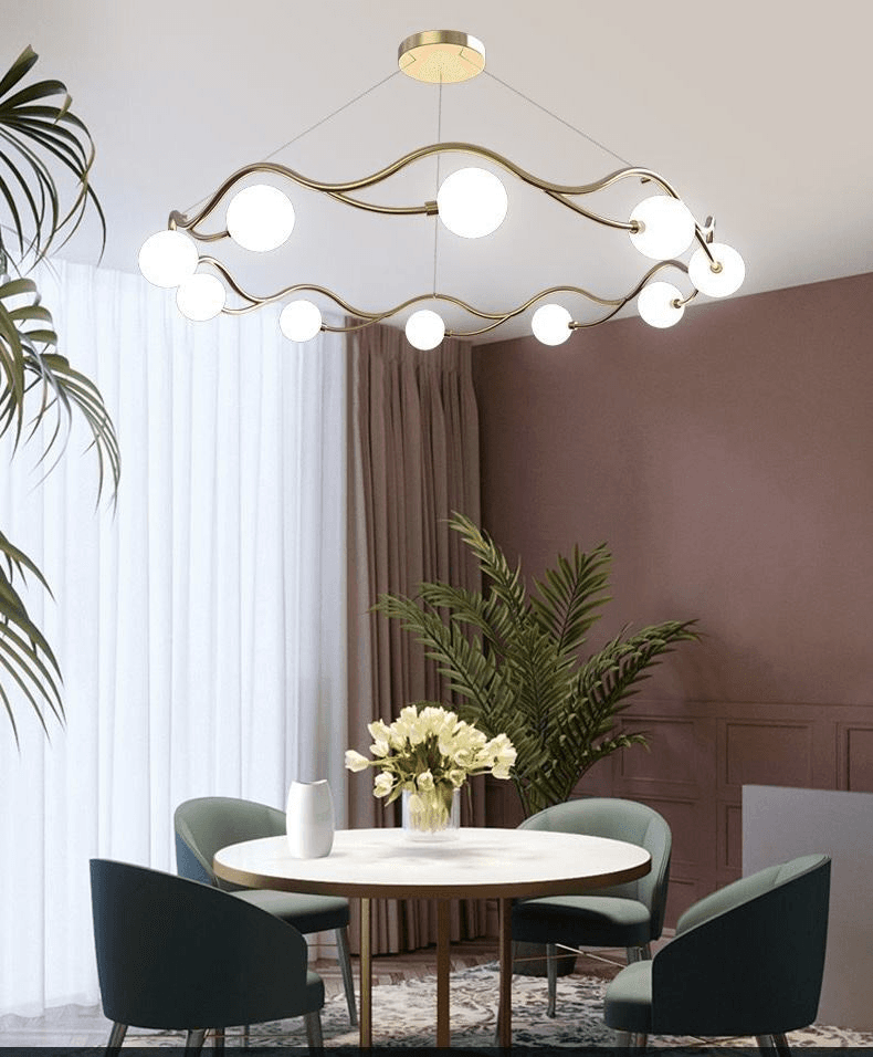 Modern Bubble Glass Iron Chandelier for Bedroom Living Room, operation11