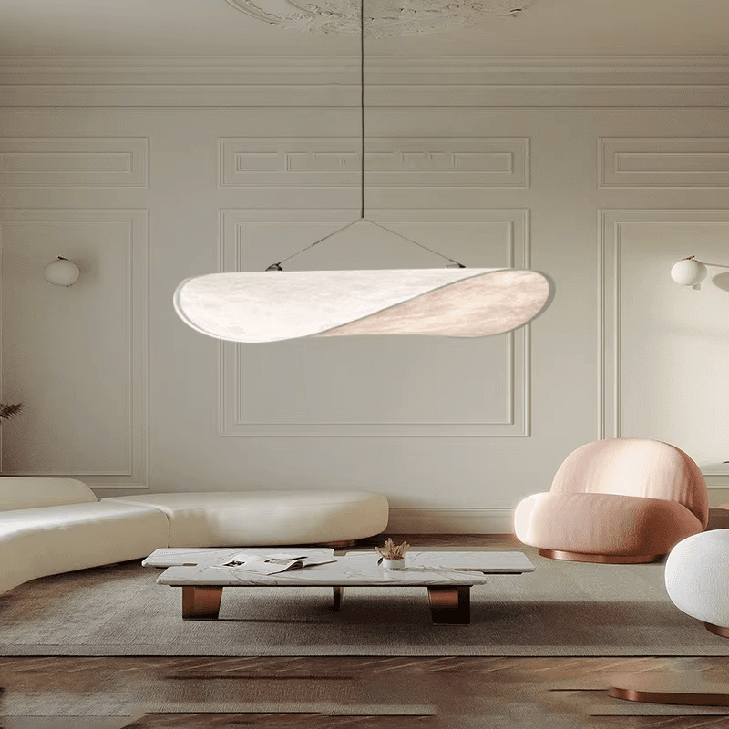 Home Decor Minimalist Design Silk Pendant Light Kitchen Led Hanging Lamp Indoor Big Fabric Nordic Modern Chandelier, Leaf Shape Silk Chandelier PL0918-11, Dimmable 2700K Light, operation11