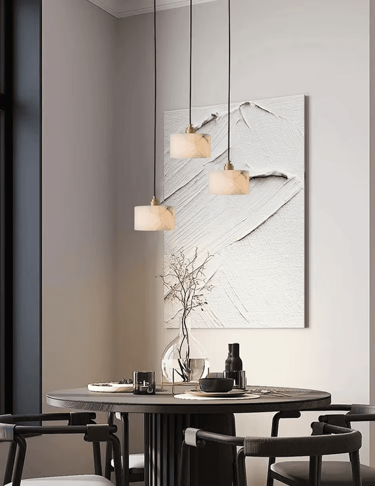 Dining Room Kitchen Lighting Modern Staircase Hanging Led White Alabaster Pendant Light Chandelier Marble Finish, operation11