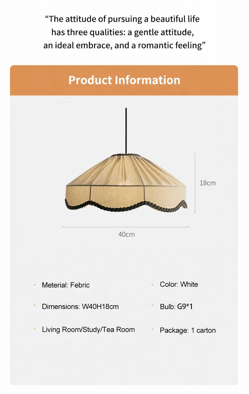 Scalloped Edge Fabric Pendant Light Vintage Pleated Chandelier with Dark Green Trim for Bedside Dining Kitchen Island, Scalloped Edge Fabric Pendant Light, operation11