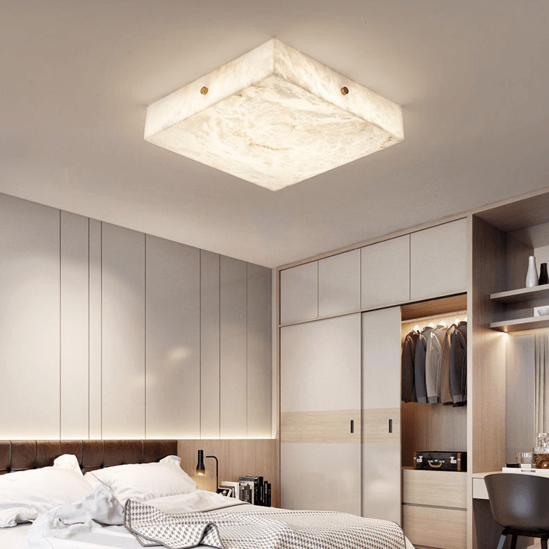 Alabaster LED Flush Mount Ceiling Light Modern Ceiling Ligh Square Minimalist Ceiling Lamp for Living Room Bedroom, Modern Onyx Surface Mounted Ceiling Light MC15 | OEM ODM, operation11