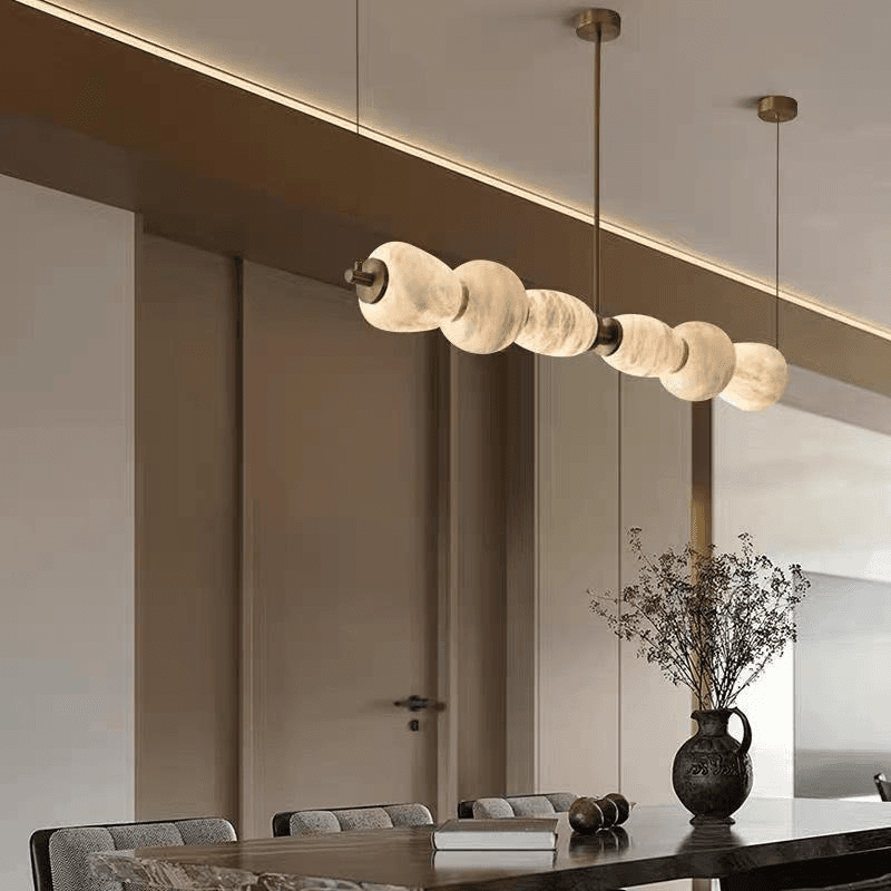 Alabaster Marble Chandelier Modern and Minimalist Long Strip Dining Room Bar High-end Front Desk Chandelier, Modern Natural Marble Linear LED Pendant Light for Home, operation11