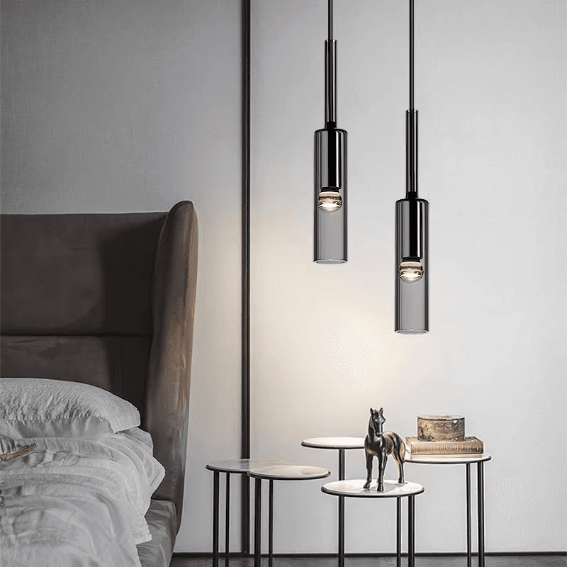 Modern Glass Pendant Light for Bedroom Bedside Bar Kitchen Dining Room Hanging Lamp Ceiling Lighting Bathroom Decoration, Modern Bottle Glass Pendant Light PL0918-17, Dimmable LED, operation11