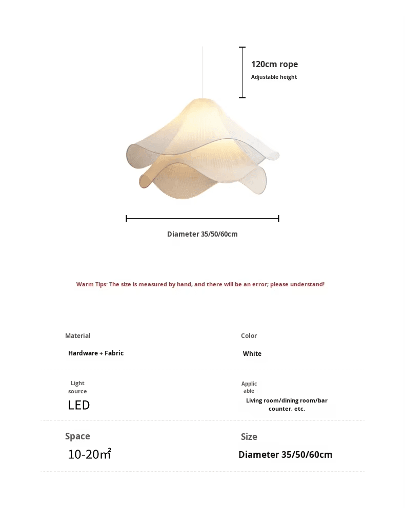 Nordic Design Creative Restaurant Pendant Light Popular Petal Lamps Small Chandelier Bedside Lamp Hanging Lighting, White Fabric Shade LED Pendant Lamp Non-Dimmable for Living, operation11