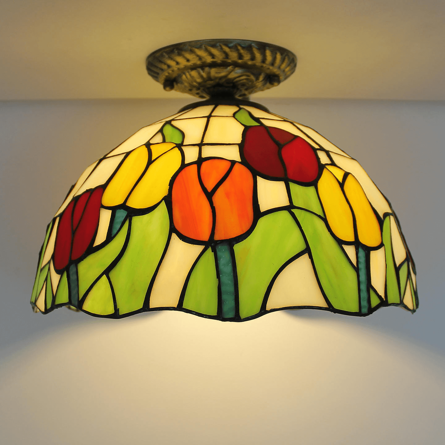 European Retro Iron LED Crystal Ceiling Bedroom Study Cozy Romantic Bar Cafe Corridor Hallway Tiffany Lamp Warm Energy, European Retro Tiffany LED Ceiling Lamp, operation11