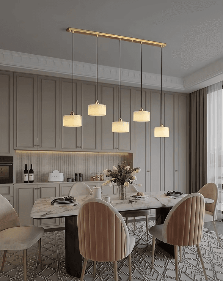 Dining Room Kitchen Lighting Modern Staircase Hanging Led White Alabaster Pendant Light Chandelier Marble Finish, operation11